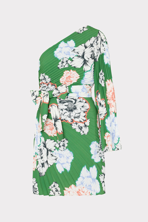 Linden Petals In Bloom Pleated Dress Green Multi Image 1 of 5
