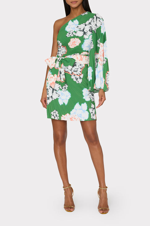 Linden Petals In Bloom Pleated Dress Green Multi Image 2 of 5