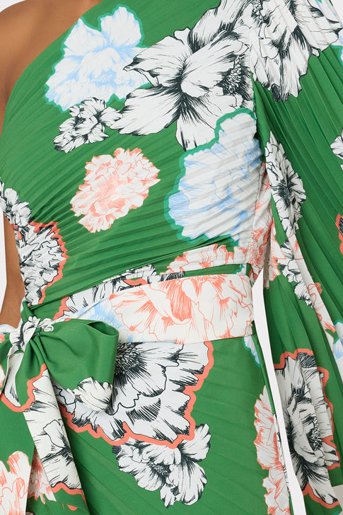 Linden Petals In Bloom Pleated Dress Green Multi Image 4 of 5