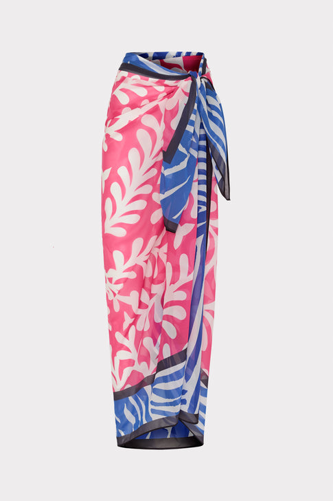 Multi Print Spanish Vine Zebra Sarong - Front View | MILLY