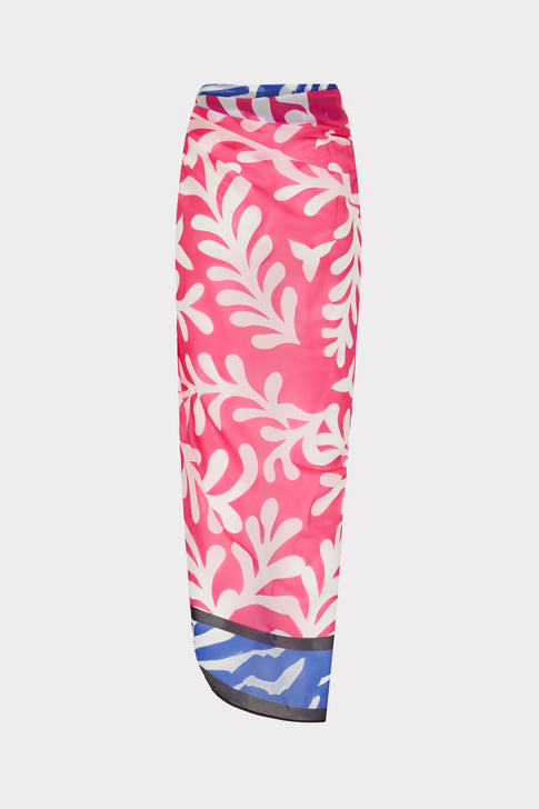 Multi Print Spanish Vine Zebra Sarong - Flat Lay | MILLY