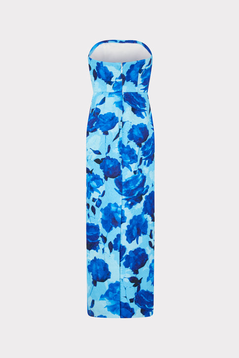 Orion Blurred Blossom Jacquard Dress Blue Multi Image 5 of 5
