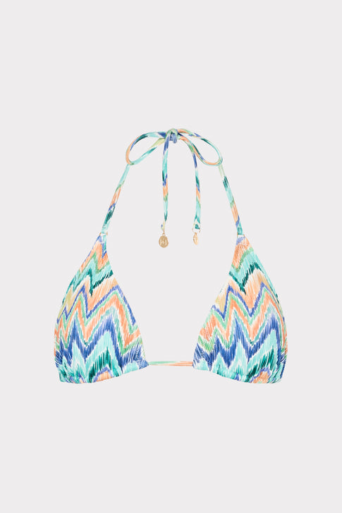 Tropical Chevron Triangle Bikini Top - Front View | MILLY