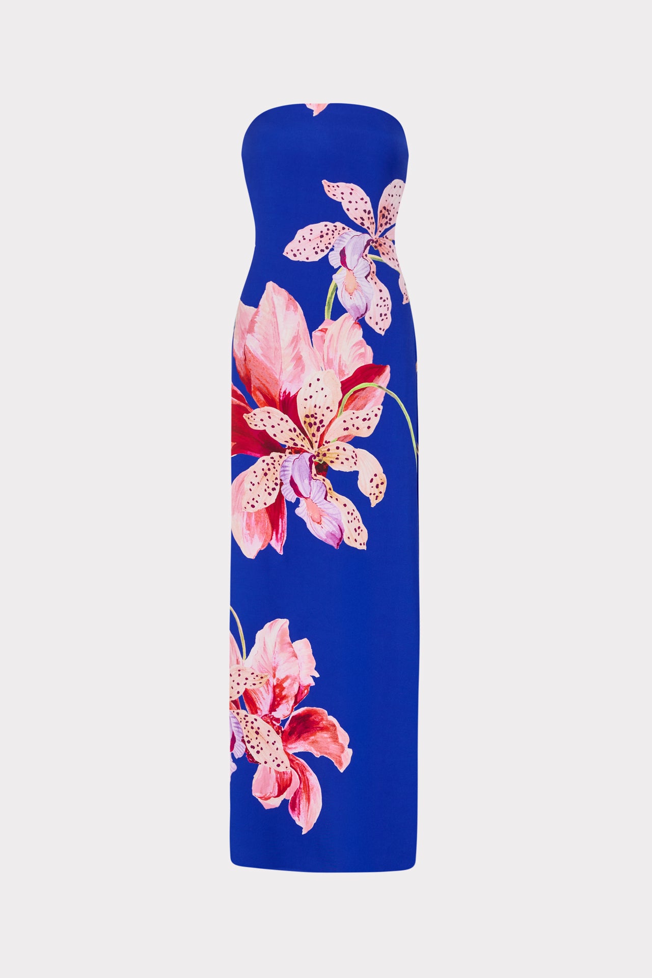 Vera Satin Floral Maxi Dress in Blue Multi | Milly Vera Satin Floral Maxi Dress in Blue Multi | Milly