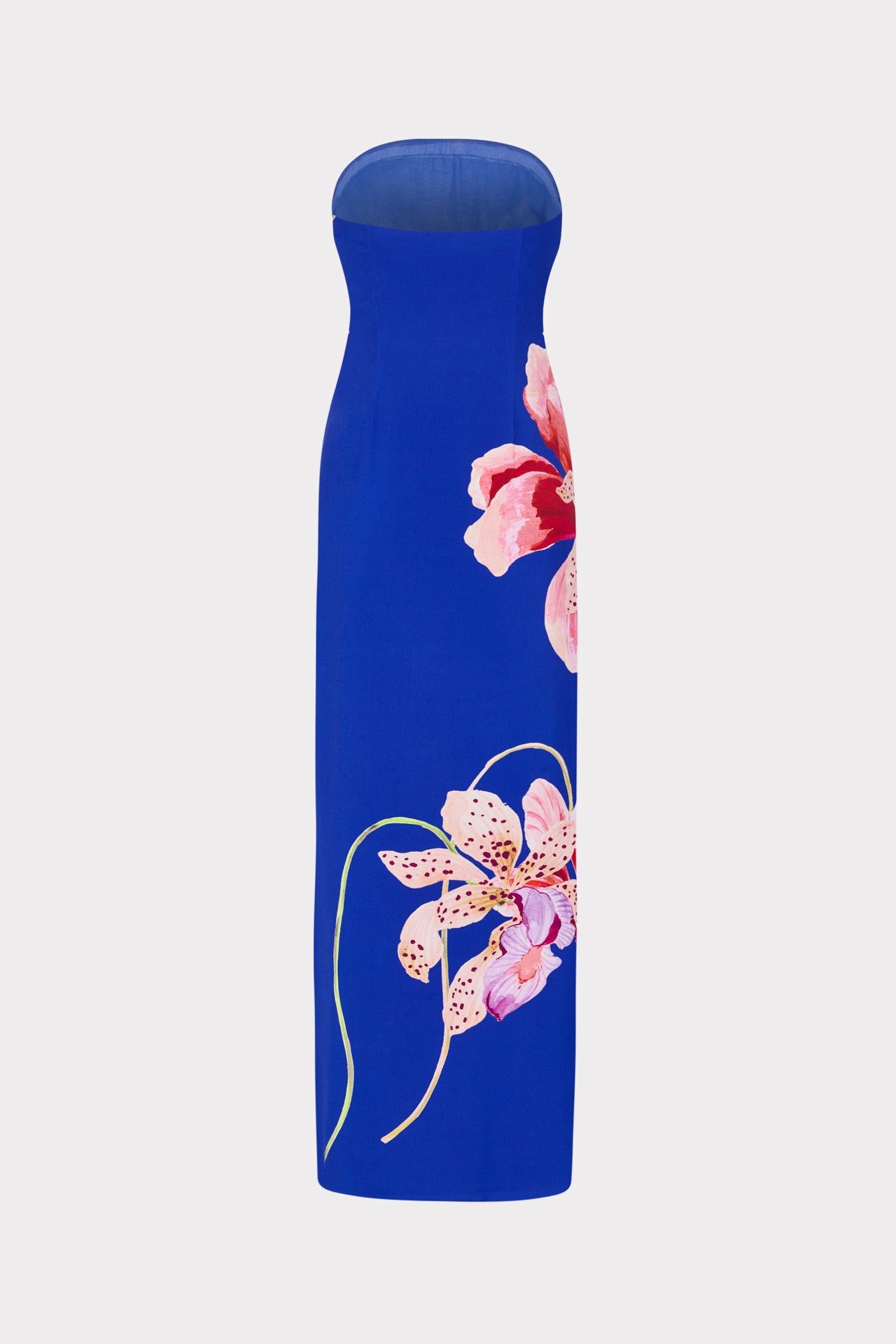Vera Satin Floral Maxi Dress in Blue Multi | Milly Vera Satin Floral Maxi Dress in Blue Multi | Milly