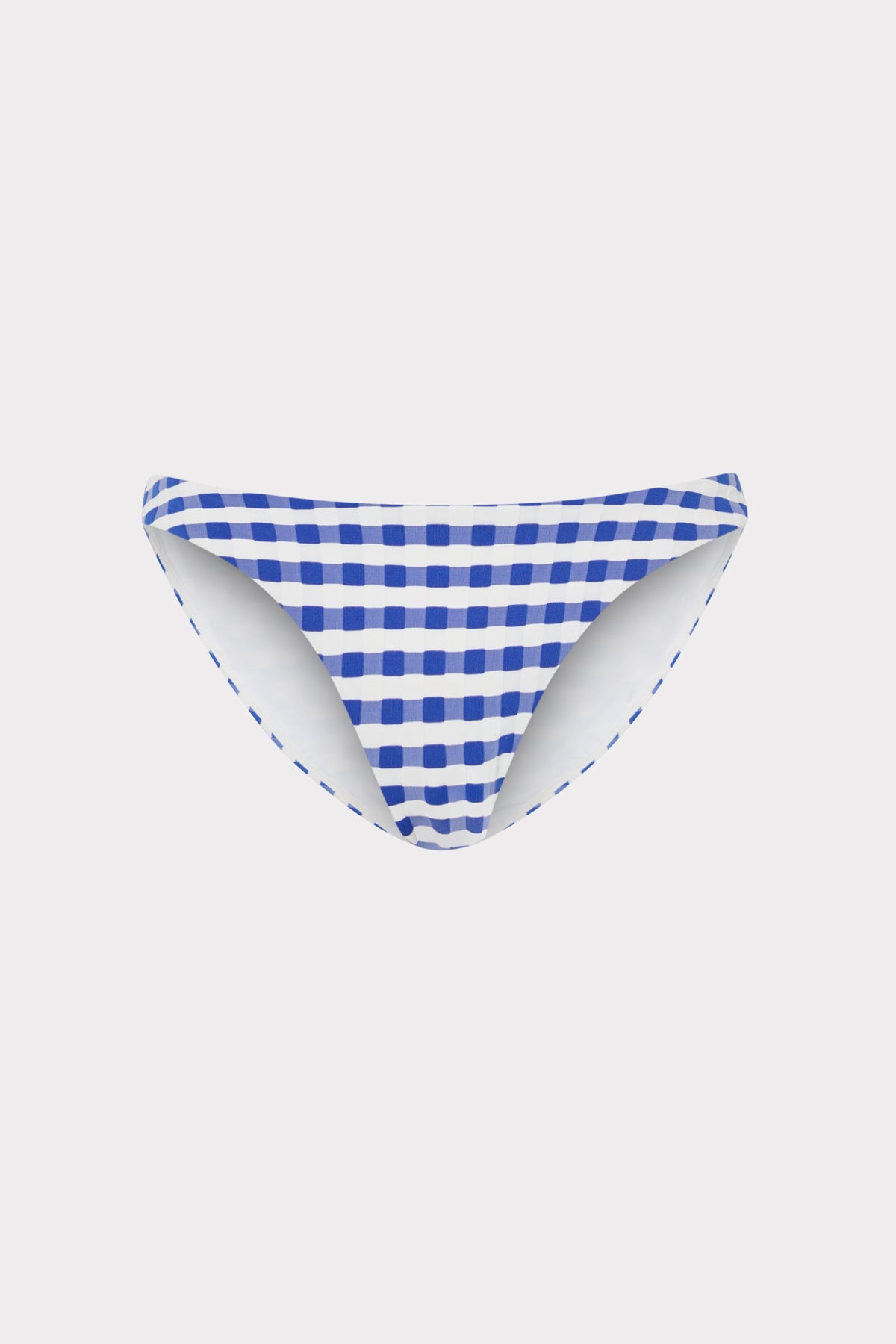 Blue and white checkered designer bikini bottom - flat lay | MILLY