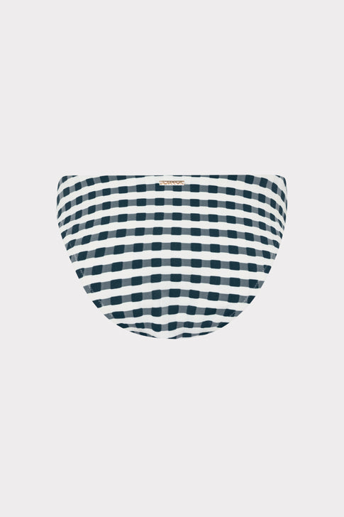 Navy White Gingham Cottage Ring Bikini Bottom - Flat Lay Detail | MILLY