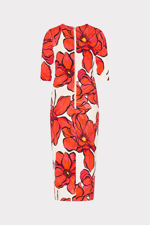 Windflower Jersey Midi Dress Coral Multi Image 5 of 6
