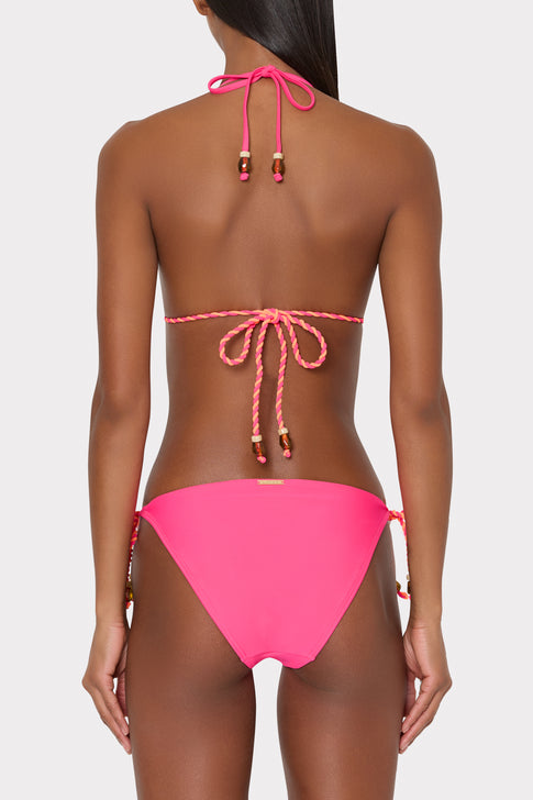 Hot Pink Designer Triangle Bikini Top - Back View On Model | MILLY