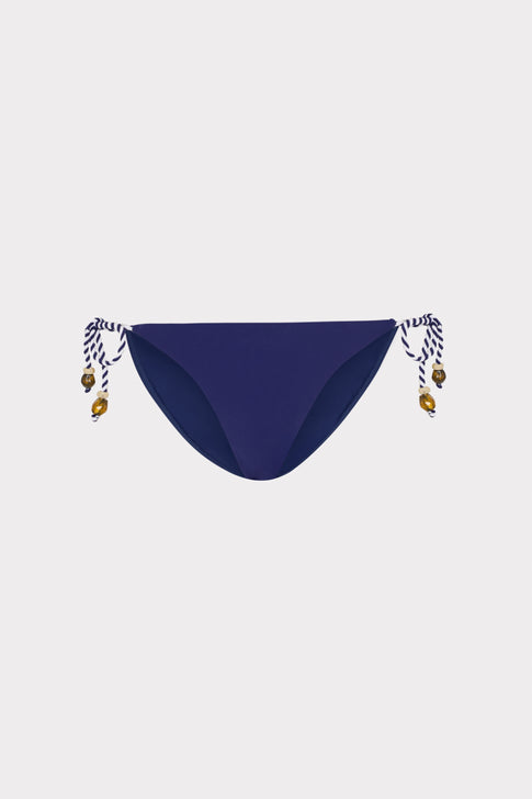 Navy Two Tone Rope Bikini Bottom - Flat Lay | MILLY