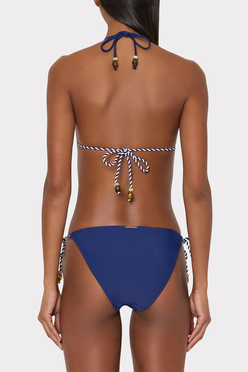 Navy Two Tone Rope Bikini Bottom - Back View On Model | MILLY