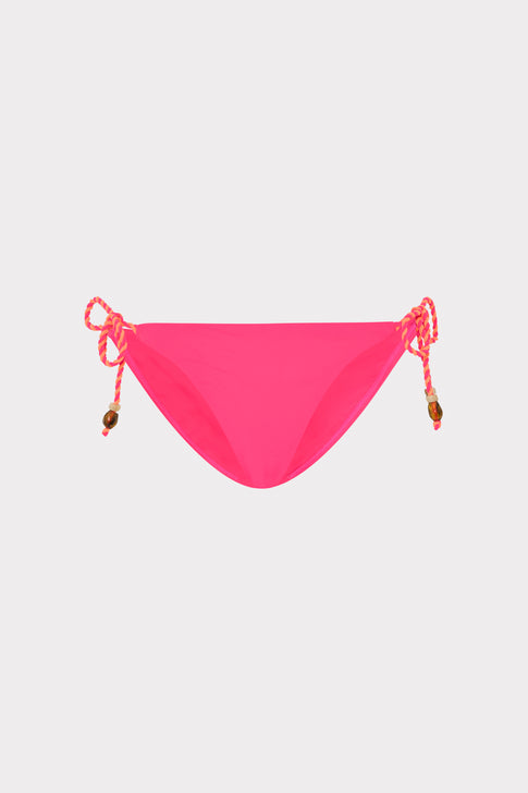 Pink Two Tone Rope Bikini Bottom - Front View | MILLY