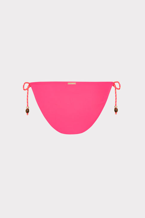 Pink Rope Bikini Bottom with Bead Details - Flat Lay | MILLY