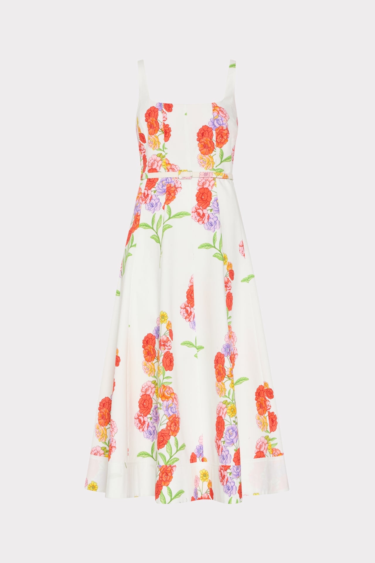 printed dress midi Nia Printed Midi Dress in White Multi