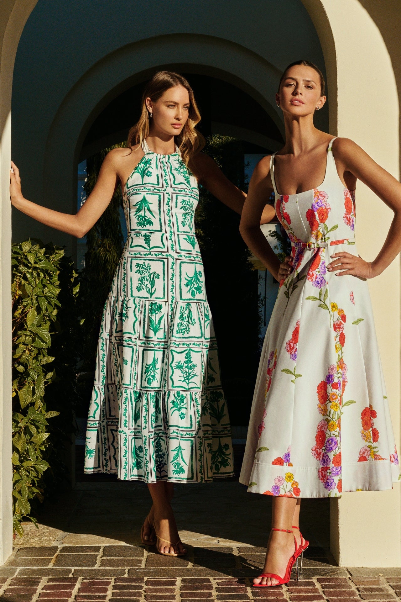 milly holiday dresses Nia Printed Midi Dress in White Multi