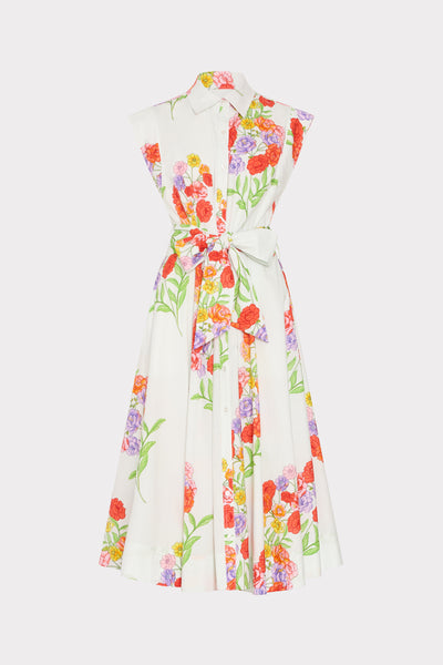 Milly Women's Jules Paris Bouquet Poplin Midi-Dress - White Multi