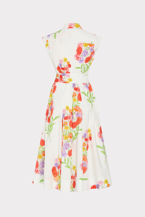 knee length dresses for ladies Jules Printed Poplin Dress in White Multi