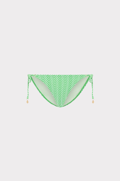 Verde Chevron Bikini Bottom with Tie Sides - Flat Lay | MILLY