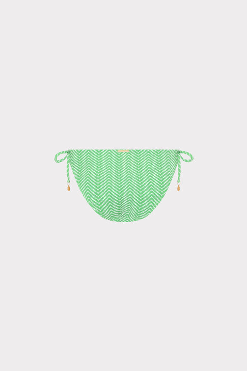Verde Chevron Bikini Bottom with Charm Details - Flat Lay | MILLY