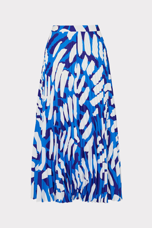 Otha Brushstroke Pleated Skirt Blue Multi Image 4 of 4