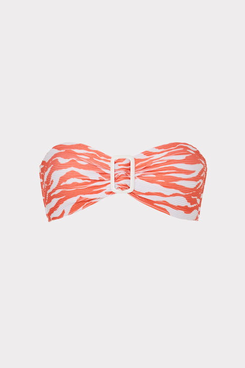 Margot Wild Stripes Bandeau Top Coral/White Image 1 of 4