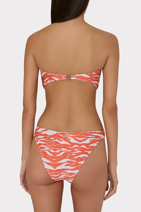 Margot Wild Stripes Bikini Bottom Coral/White Image 3 of 4