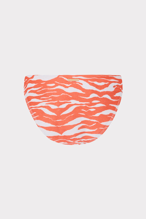 Margot Wild Stripes Bikini Bottom Coral/White Image 4 of 4