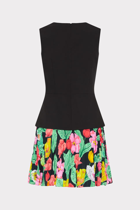 Haddy Tulip Rosette Pleated Mini Dress Black Multi Image 4 of 4
