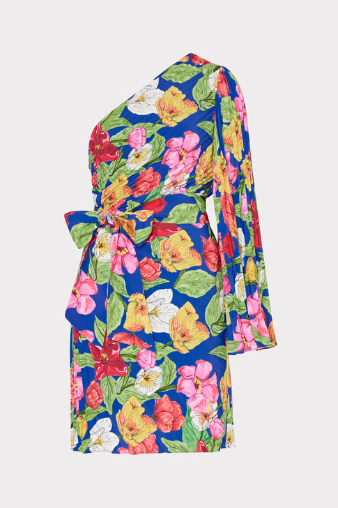 Linden Tulip Rosette Pleated Dress Royal Blue Multi Image 1 of 8