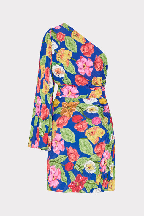 Linden Tulip Rosette Pleated Dress Royal Blue Multi Image 7 of 8