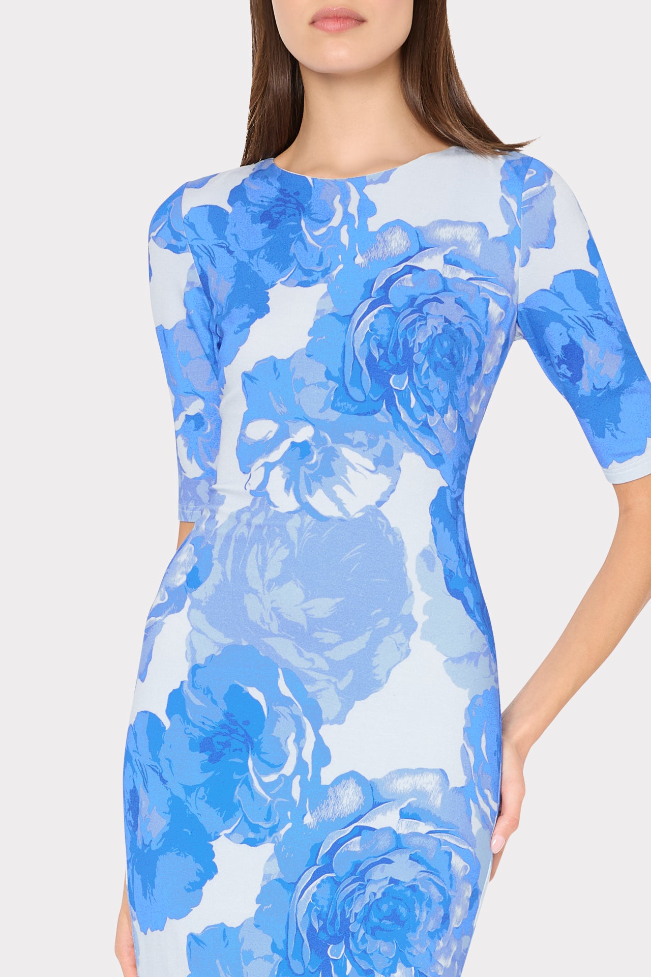 Abbygail Printed Jersey Dress in Blue Multi | MILLY Abbygail Printed Jersey Dress in Blue Multi | MILLY