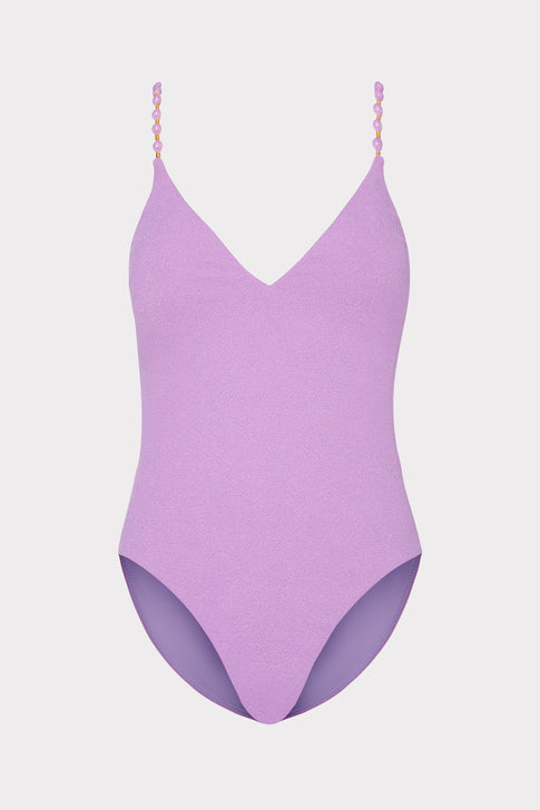 Cannes Beaded Strap One Piece Purple Image 1 of 4