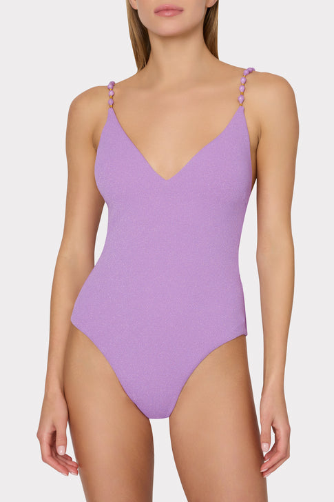 Cannes Beaded Strap One Piece Purple Image 2 of 4