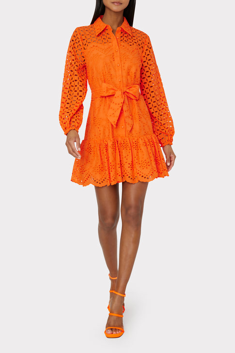 Nic Mixed Eyelet Dress Tangerine Image 2 of 4