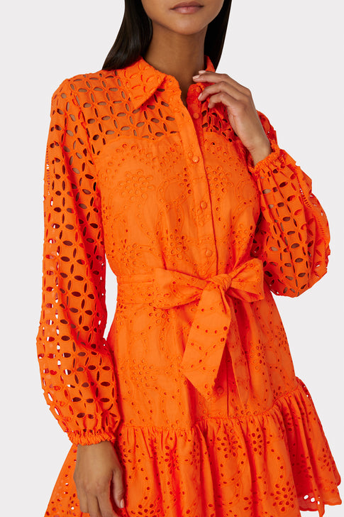 Nic Mixed Eyelet Dress Tangerine Image 3 of 4