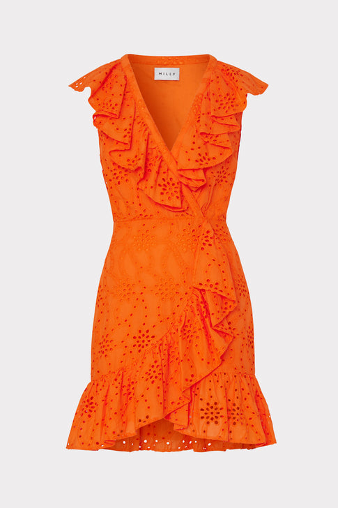 Novi Eyelet Wrap Dress Tangerine Image 1 of 4