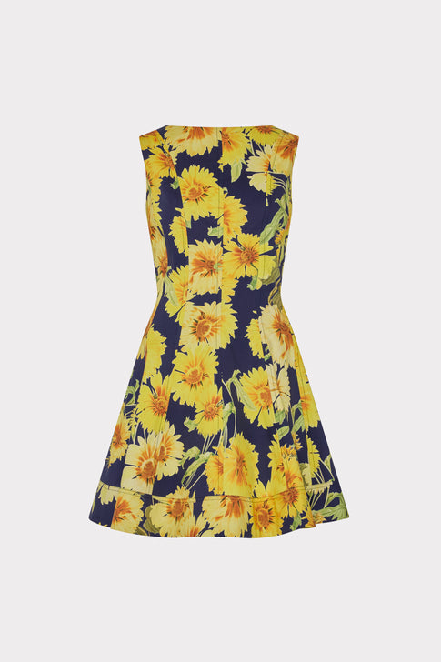 Poppy Sunflower Poplin Mini Dress Navy Multi Image 1 of 4