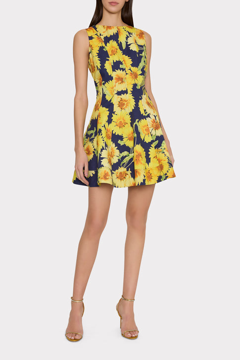 Poppy Sunflower Poplin Mini Dress Navy Multi Image 2 of 4