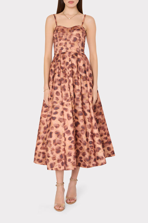 Queen Leopard Print Taffeta Bustier Dress Brown Multi Image 2 of 4