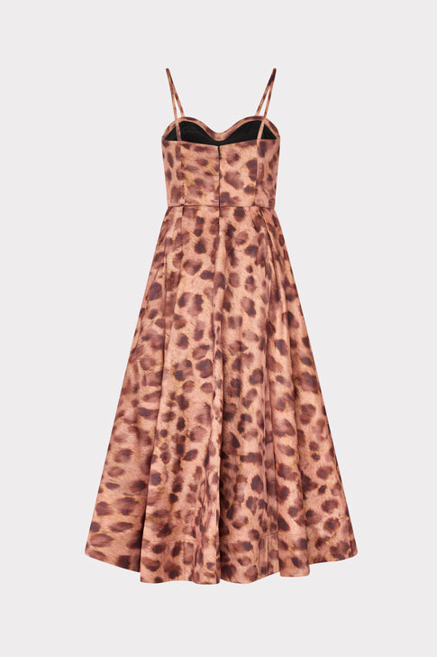 Queen Leopard Print Taffeta Bustier Dress Brown Multi Image 4 of 4
