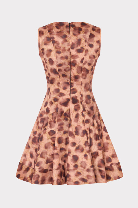 Poppy Leopard Print Taffeta Mini Dress Brown Multi Image 5 of 5