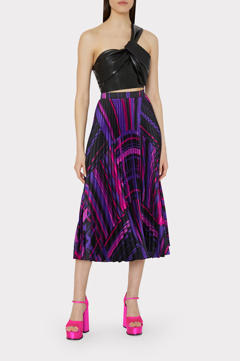 Otha Patchwork Plaid Skirt Purple Multi Image 2 of 4