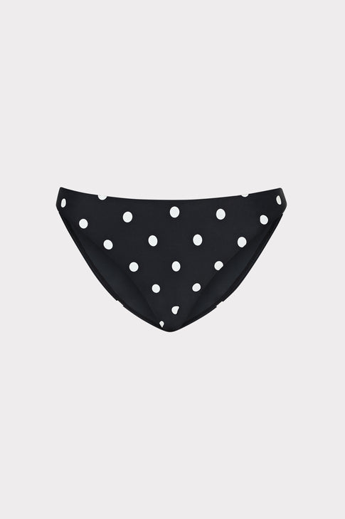 Black Polka Dot Bikini Bottom with White Dots - Flat Lay | MILLY