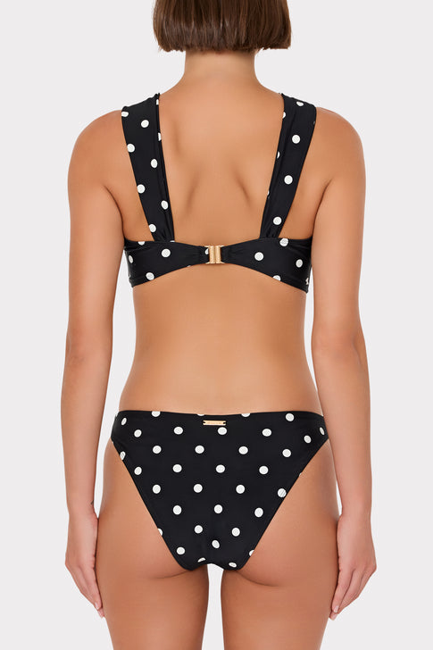 Black Polka Dot Bikini Set with White Dots - Back View on Model | MILLY