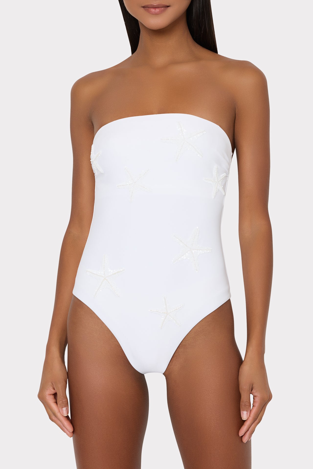 Lucky Starfish Swims ビキニ ホワイト Starfish Sequin One Piece in White | MILLY