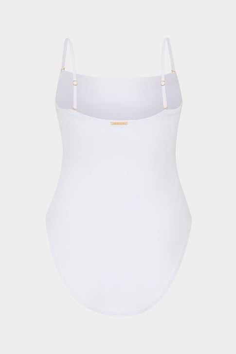 White designer swimwear with removable straps - Detail View | MILLY