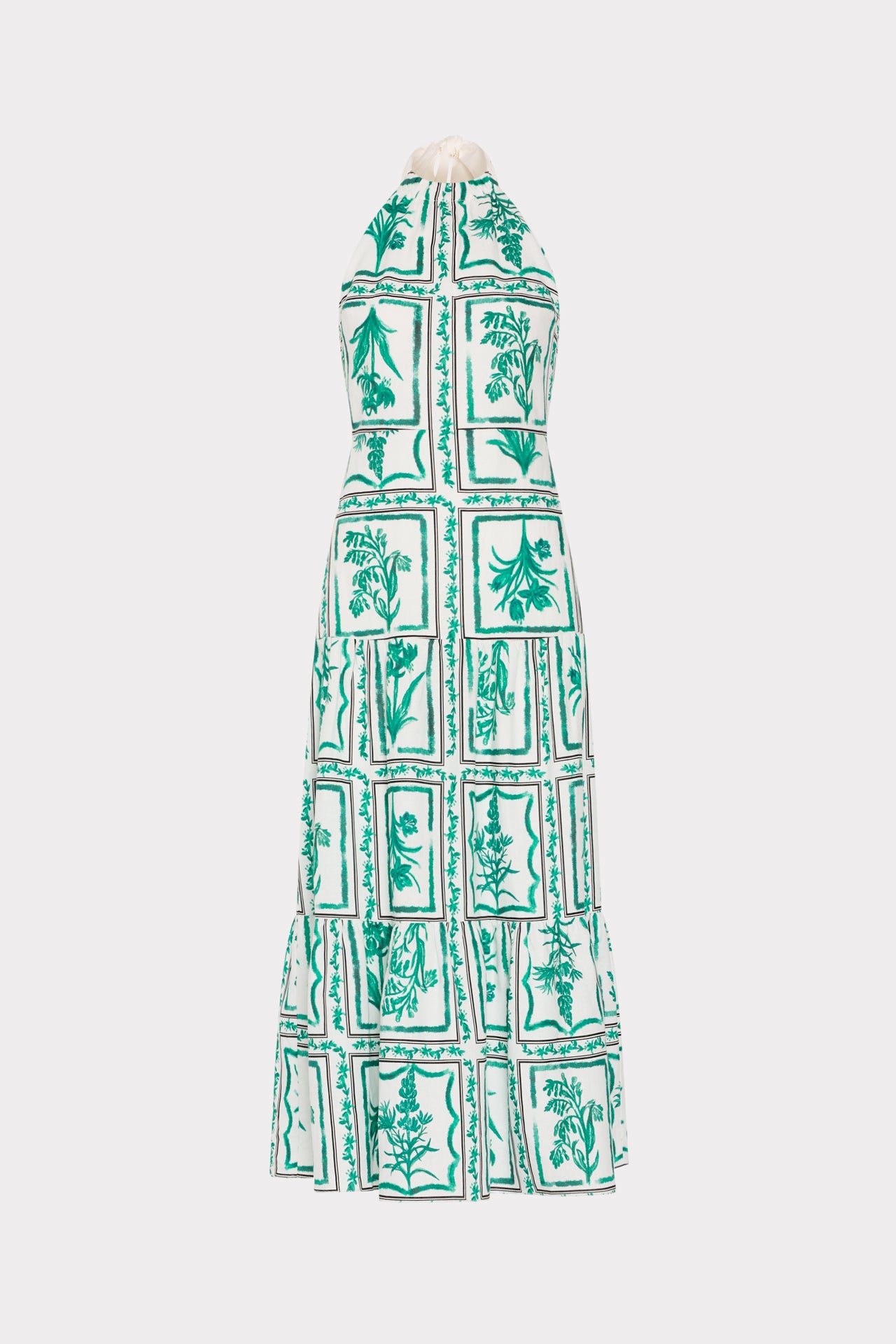 Milly Women's Floral Tile Linen Hayden Dress - Green - Size 10 - Green/White Milly Women's Floral Tile Linen Hayden Dress - Green - Size 10 - Green/White