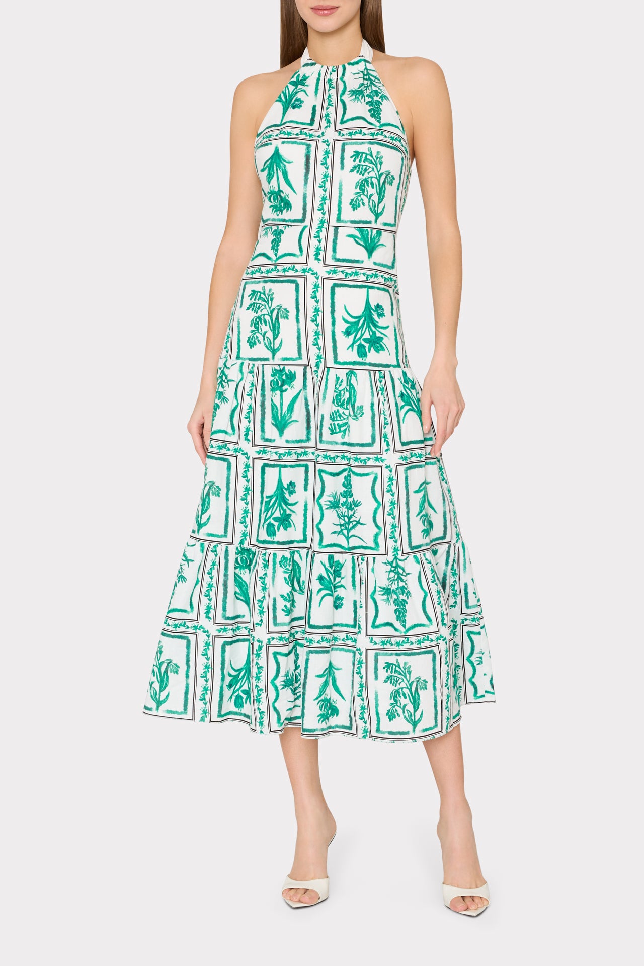 Hayden Printed Dress in Green/White