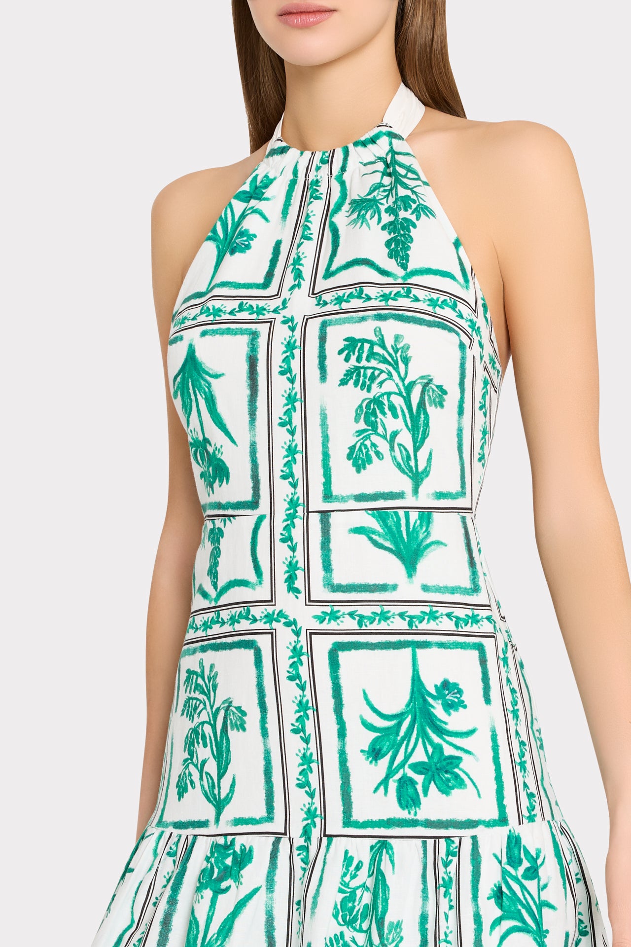 Milly Women's Floral Tile Linen Hayden Dress - Green - Size 10