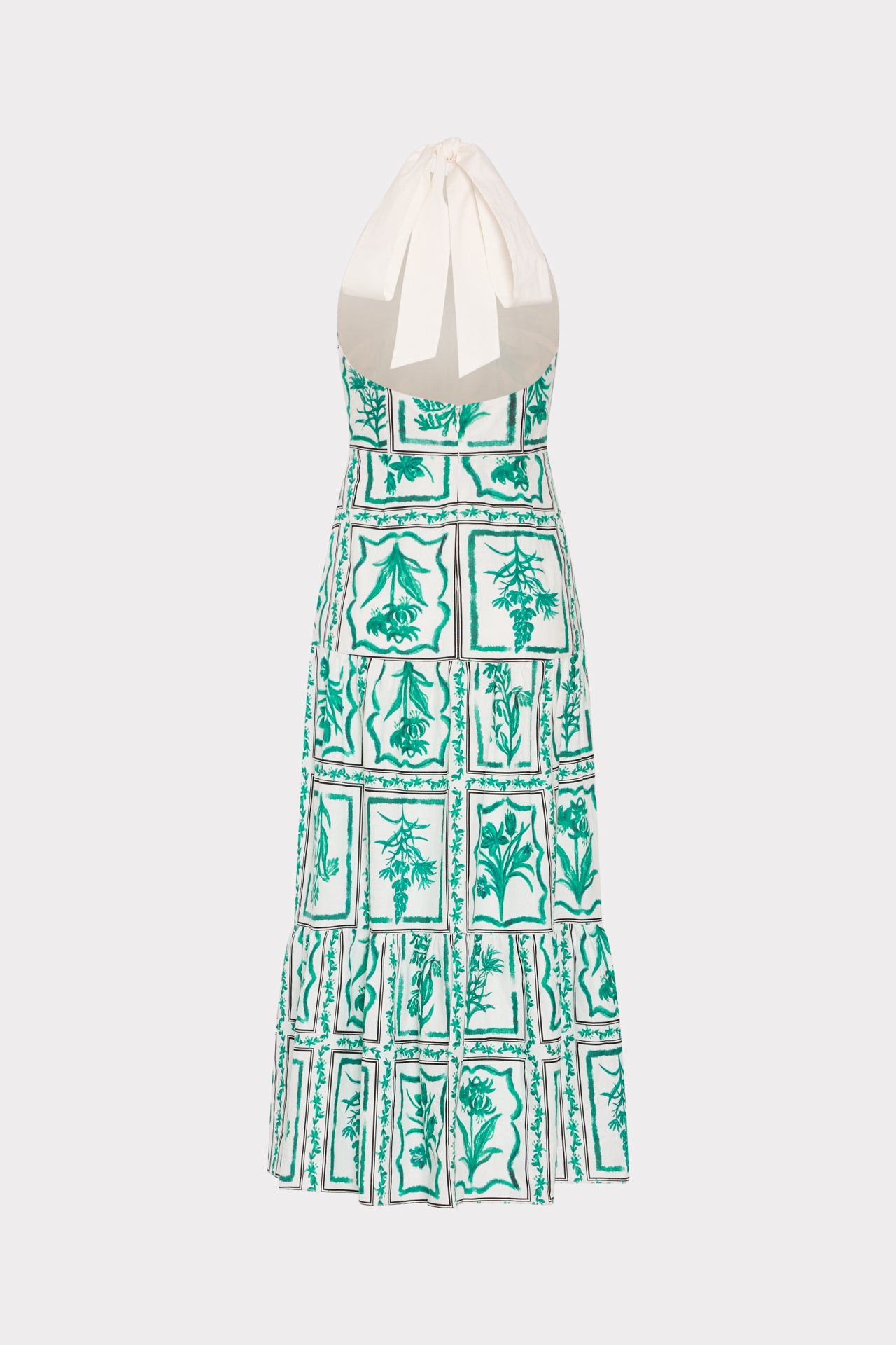 milly hayden halter dress Milly Women's Floral Tile Linen Hayden Dress - Green - Size 10